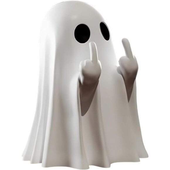 Resin Halloween Middle Finger Figurine Ghost Statue Decorations Home Office Desk - Picture 2 of 2